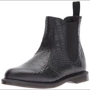 Dr. Martens Black Croc-Embossed Ankle Boots